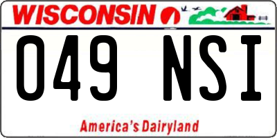 WI license plate 049NSI