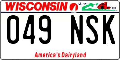 WI license plate 049NSK
