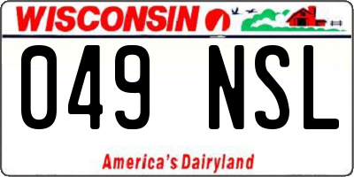 WI license plate 049NSL