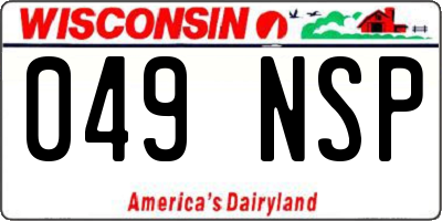 WI license plate 049NSP