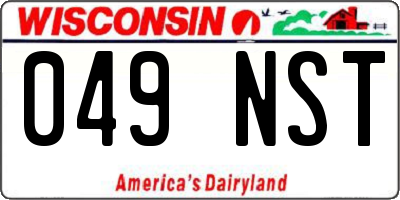 WI license plate 049NST