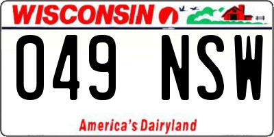 WI license plate 049NSW