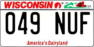 WI license plate 049NUF