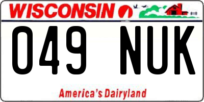 WI license plate 049NUK