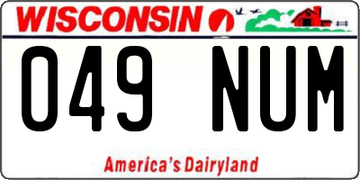 WI license plate 049NUM