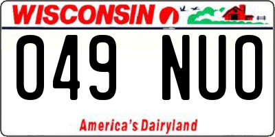 WI license plate 049NUO