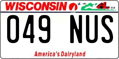 WI license plate 049NUS