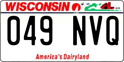 WI license plate 049NVQ