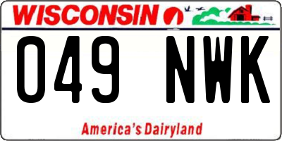 WI license plate 049NWK
