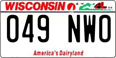 WI license plate 049NWO