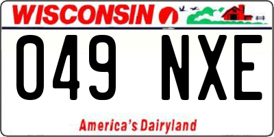 WI license plate 049NXE