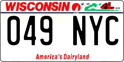 WI license plate 049NYC