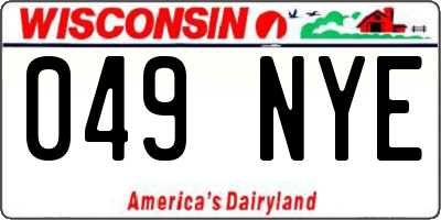 WI license plate 049NYE