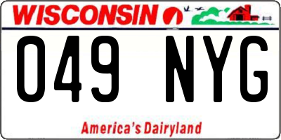WI license plate 049NYG