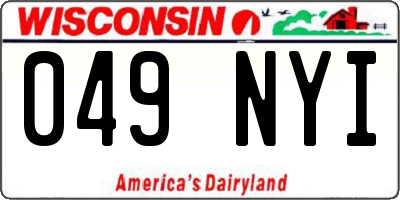 WI license plate 049NYI
