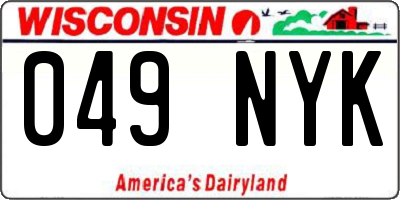 WI license plate 049NYK