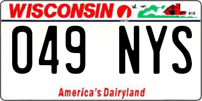 WI license plate 049NYS