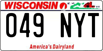 WI license plate 049NYT