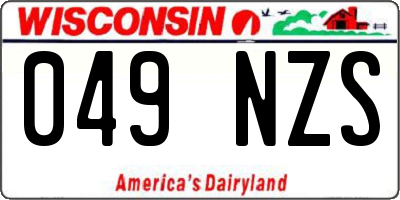 WI license plate 049NZS