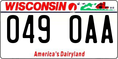 WI license plate 049OAA