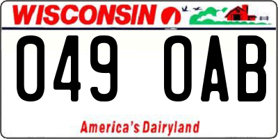 WI license plate 049OAB
