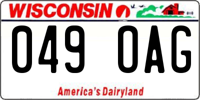 WI license plate 049OAG