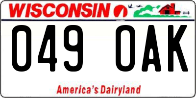 WI license plate 049OAK