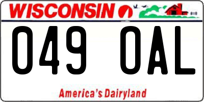 WI license plate 049OAL