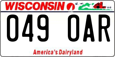 WI license plate 049OAR
