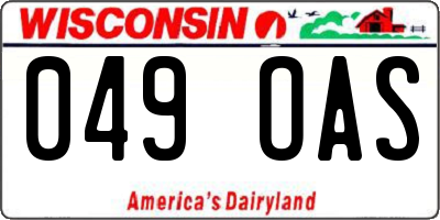 WI license plate 049OAS