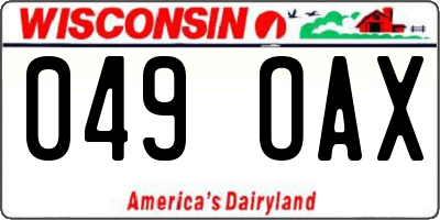 WI license plate 049OAX