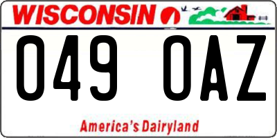 WI license plate 049OAZ