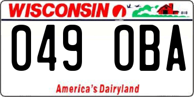 WI license plate 049OBA