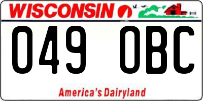 WI license plate 049OBC