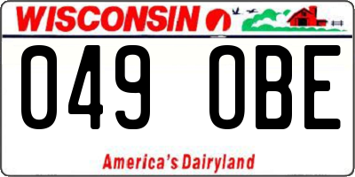 WI license plate 049OBE