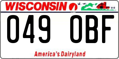 WI license plate 049OBF