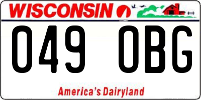 WI license plate 049OBG
