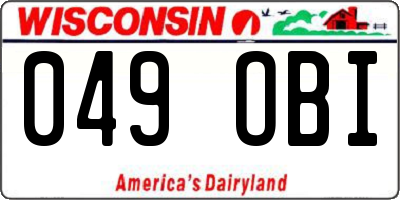 WI license plate 049OBI