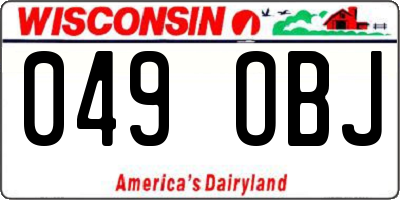 WI license plate 049OBJ