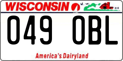 WI license plate 049OBL