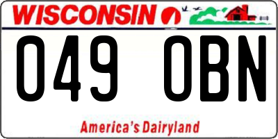 WI license plate 049OBN