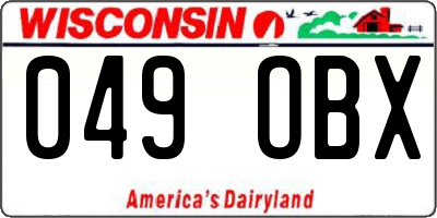 WI license plate 049OBX