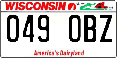 WI license plate 049OBZ