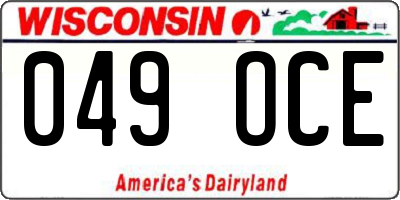 WI license plate 049OCE