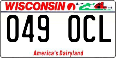 WI license plate 049OCL