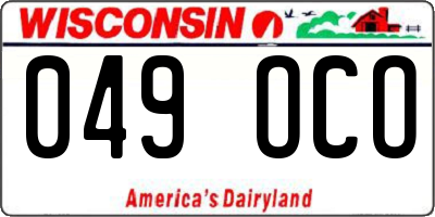 WI license plate 049OCO