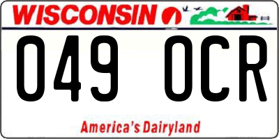 WI license plate 049OCR