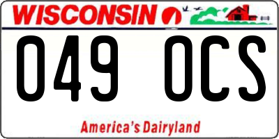 WI license plate 049OCS