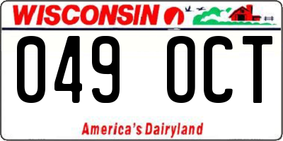 WI license plate 049OCT
