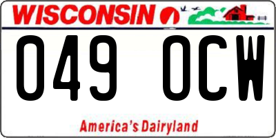 WI license plate 049OCW
